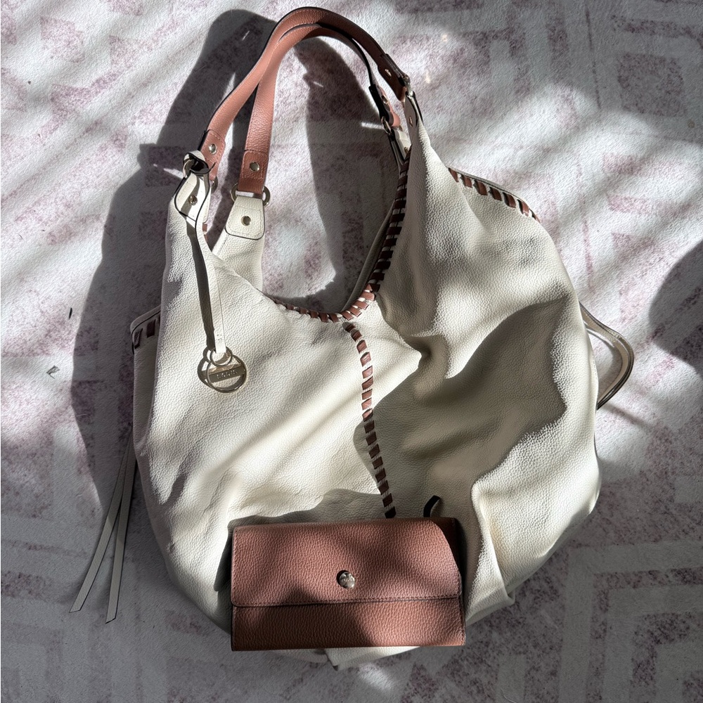 Elegant Cream and Brown Purse with Wallet